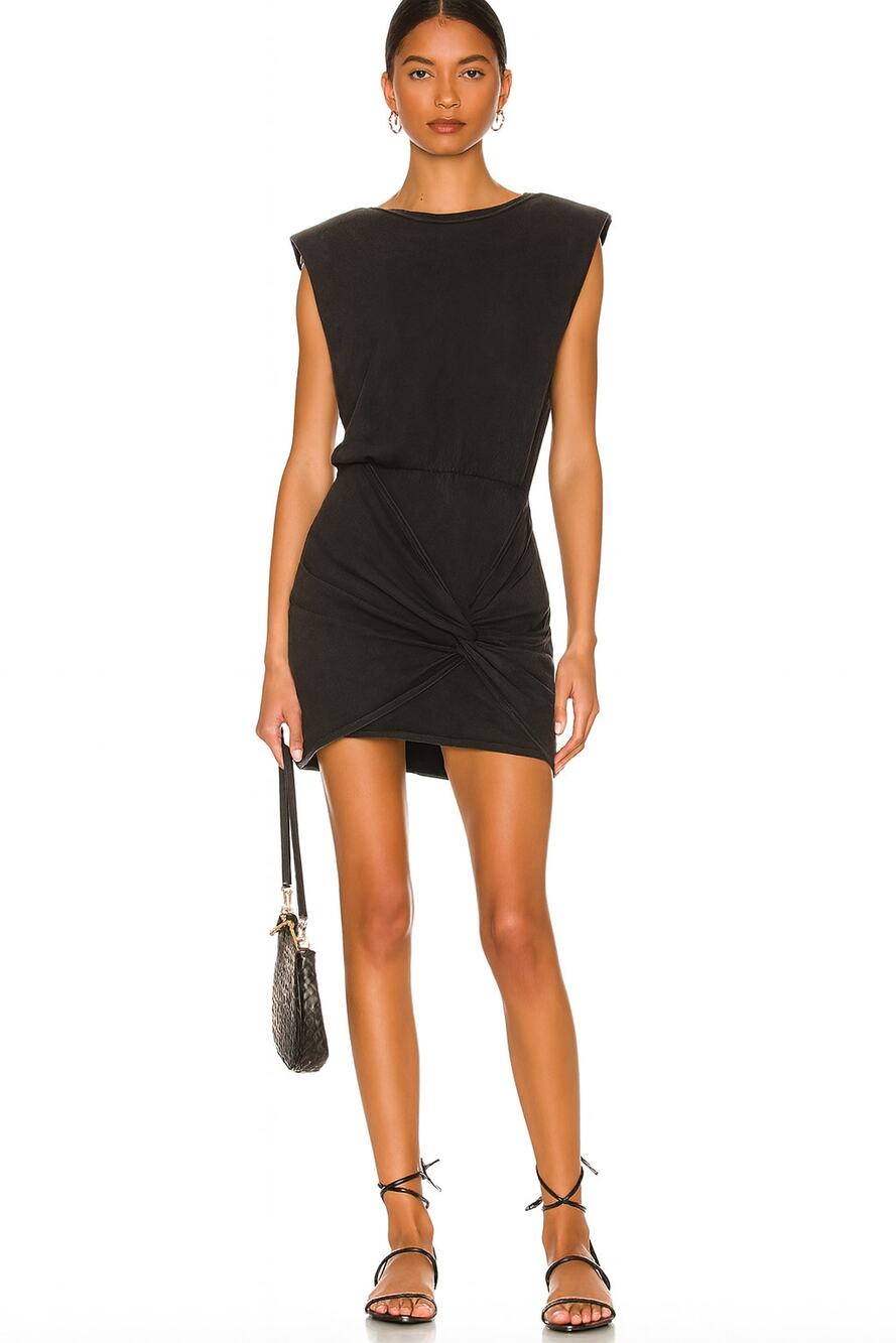 L*SPACE Faded Black Cotton Knot-Front Casual Dress Size XS
